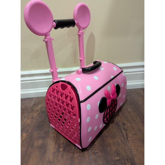 Disney Minnie Mouse Popstar Roll Around Pet Carrier Pink & White Polka Dot - Picture 9 of 11